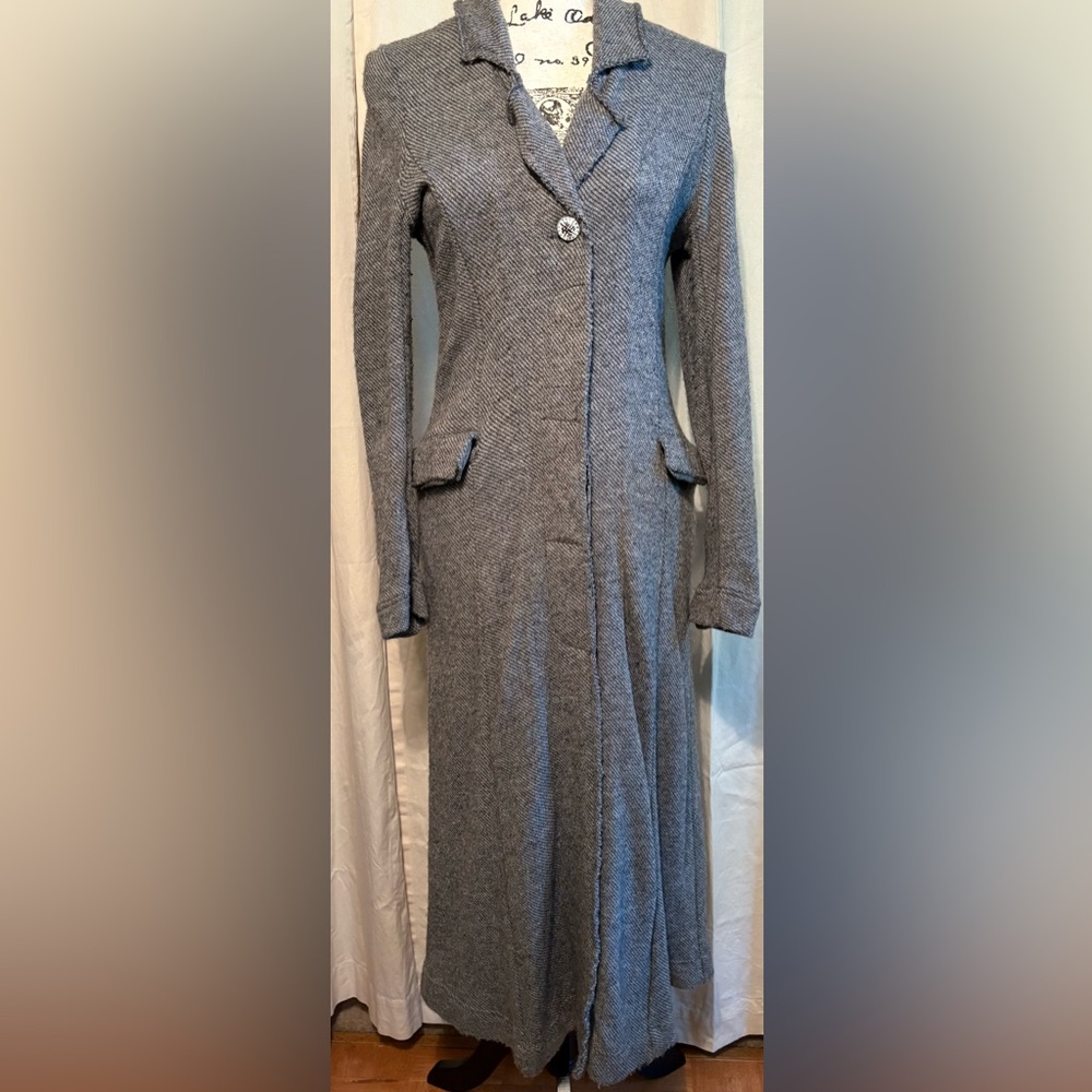 Free People Gray Long Sleeve Wool Blend Floor Length Coat